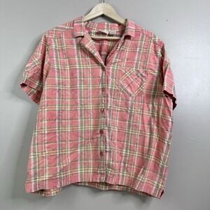 Vintage 100% Cotton Button Down Top Erika II & Co Sz 2XL Pastel Cottagecore 90s